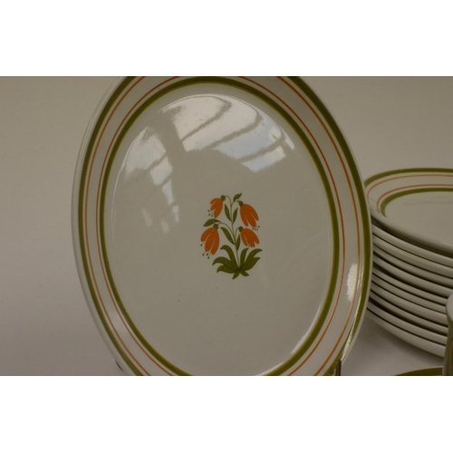 218 - 30 Piece Tea Set of 10 Cups & Saucers & 10 Side Plates Green Cups and Stripe Plates