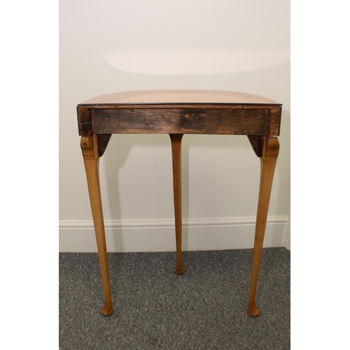 411 - Bronze Coloured Glass Hall Table with Mosaic Edge, 3 legs as has a flat back 56x36x78cm