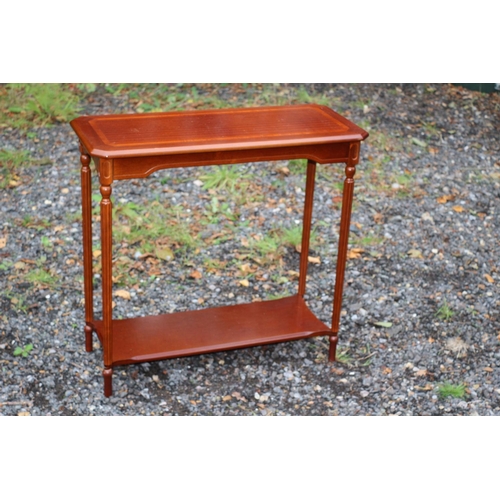 440 - Nice Reproduction Hall Console Table with Inlay Banding and Shelf