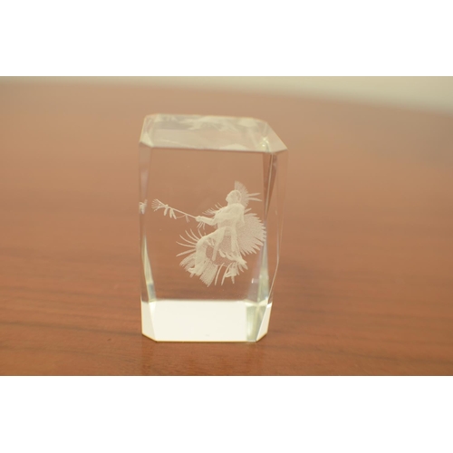 500 - 3D Image of and Indian in a Glass Paperweight