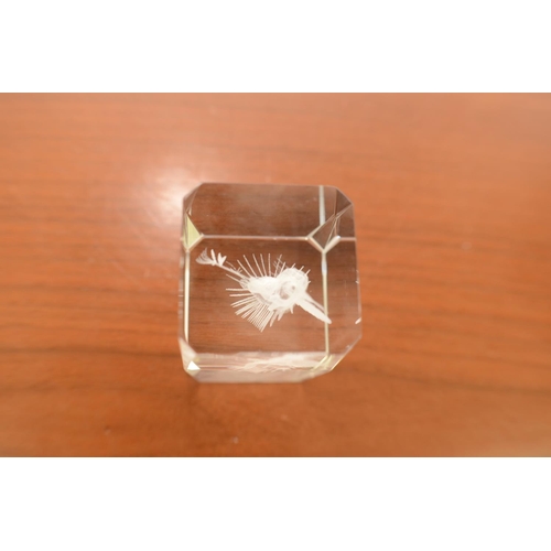 500 - 3D Image of and Indian in a Glass Paperweight