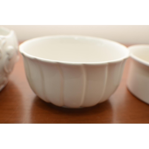 508 - 3 different size white Bowls 1 patterned with Leaves