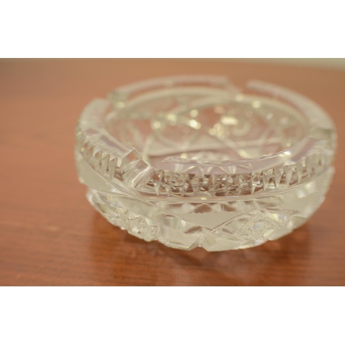 516 - Large Glass Ashtray with Handmade Williamsburg Virginia Shirley Stainless Steel Ashtray