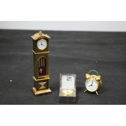 15 - 3 x Brass Miniature Clocks