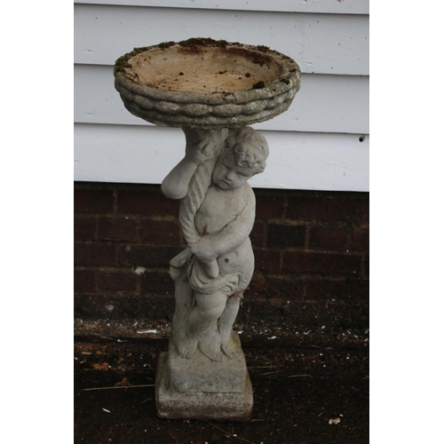 3 - Child Bird Bath Aged Concrete