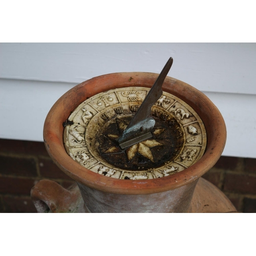 2 - Roman Urn with Sundial on Concrete Ornate Stand