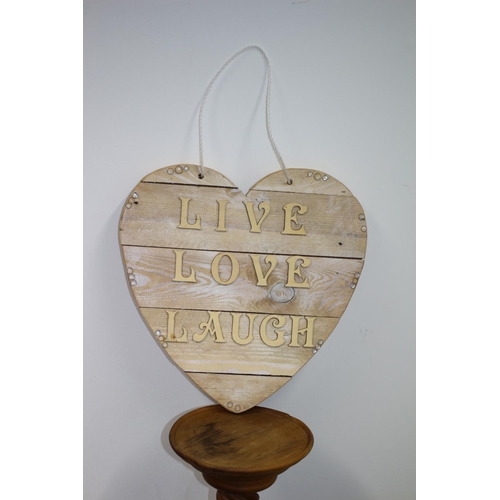 34 - Live, Love, Laugh Heart Wall Plaque 39x39cm