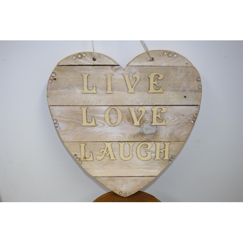 34 - Live, Love, Laugh Heart Wall Plaque 39x39cm