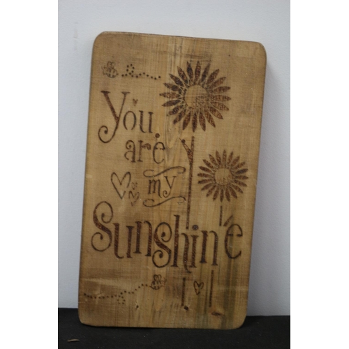 252 - Stylish Wooden 'You Are My Sunshine' Burn Style Sign 32x19cm