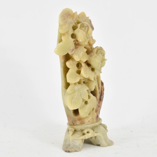 327 - Antique Intricately Carved Soapstone Sculpture In The Form Of Flowers. 12cm Height.