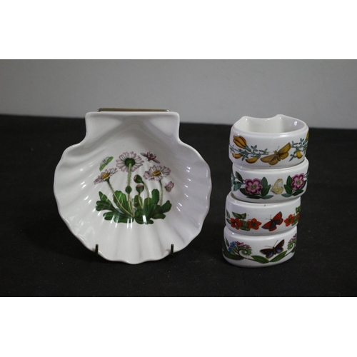 532 - Set of 4 Portmeirion  Napkin Rings and a Shell Dish