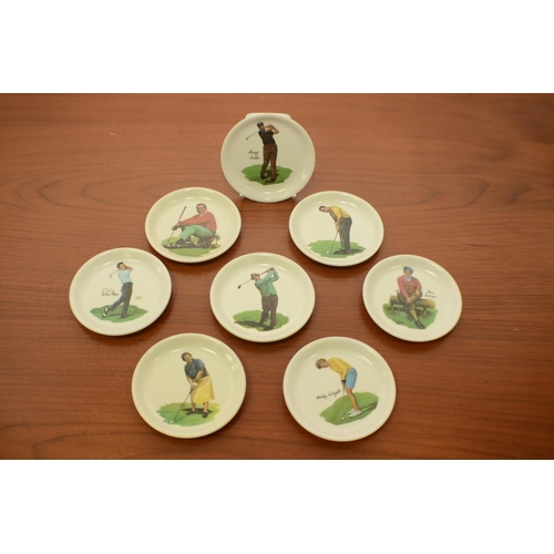 481 - 8 Golf scene coasters , some with Golfers names on