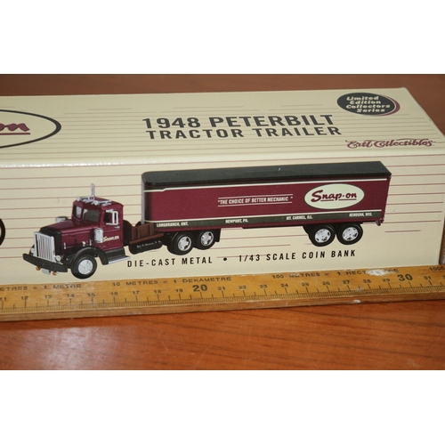 108 - Limited Edition  Di-Cast Snap On 1984 Peterbilt Tractor Trailer 1/43 Scale in box