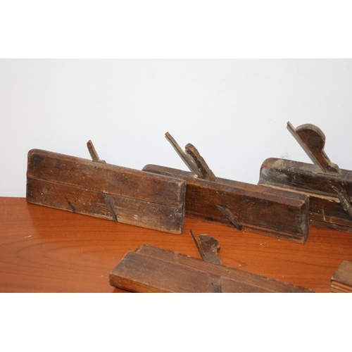 192 - 6 x Antique Wood Planes with Different Edging Blades