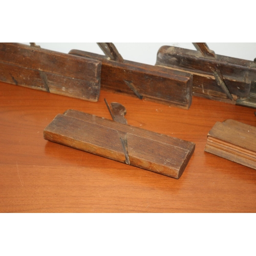 192 - 6 x Antique Wood Planes with Different Edging Blades