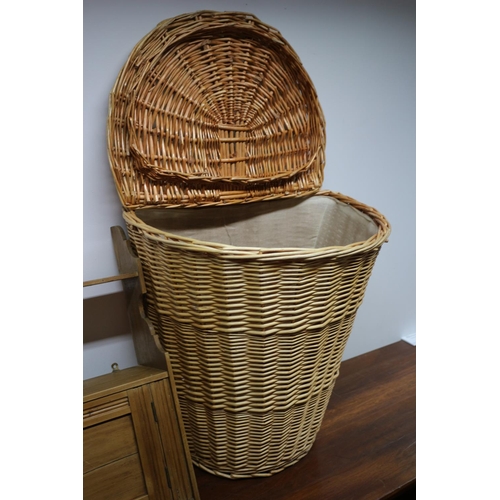 208 - A Large Wicker Basket plus a Vintage Wall Cabinet