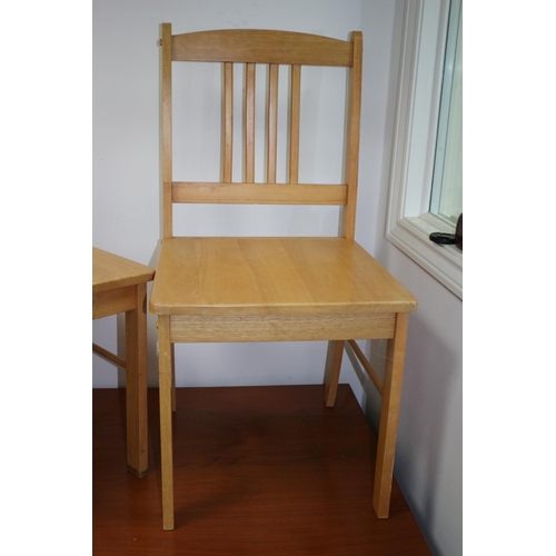 69 - 2 Good Looking Pine Chairs Complete with Wooden Stool