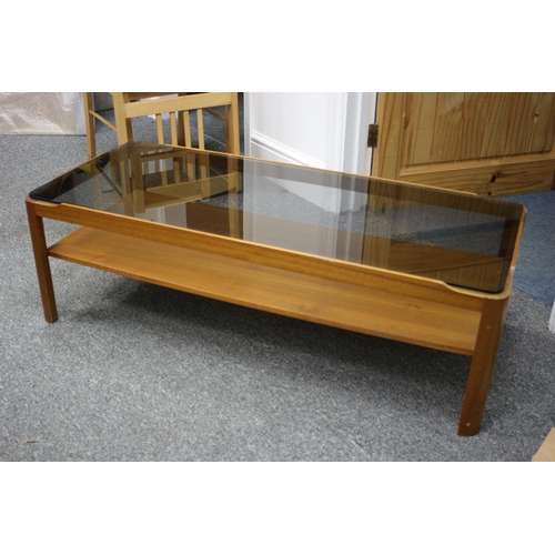 74 - 70'S Mid Century Smoked Glass Top Coffee Table