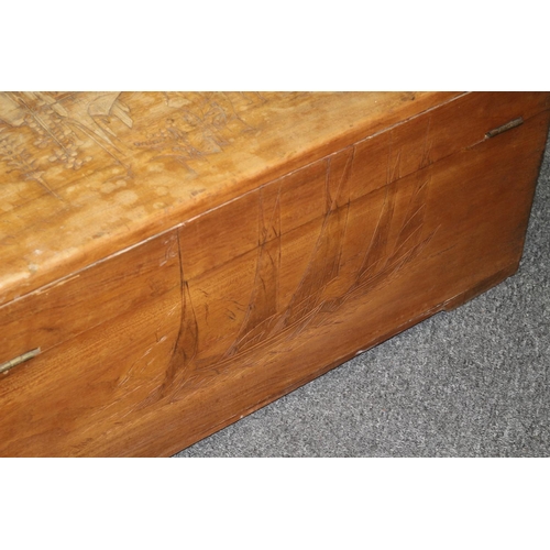 3 - Heavy Solid Wood , Highly Carved, Oriental Trunk. 89cm x 43cmx 41cm