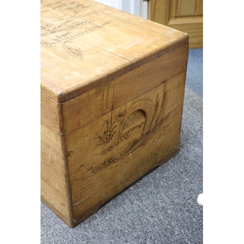 3 - Heavy Solid Wood , Highly Carved, Oriental Trunk. 89cm x 43cmx 41cm