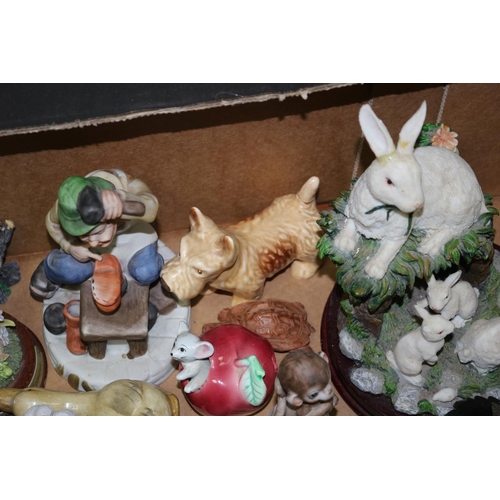 77 - A Box Containing a Selection Of China Animal Figures and ornaments