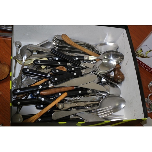 80 - A Box Of Flatware and To Include Christmas/ Party Table Ware