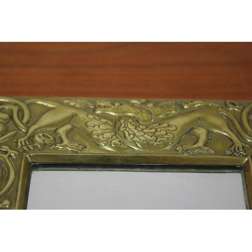 5 - Beautiful Arts and Crafts Brass Finely Decorated Hand Held Mirror - Celtic Design 32cm x 16.5 cm