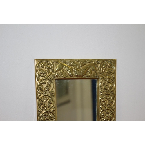 5 - Beautiful Arts and Crafts Brass Finely Decorated Hand Held Mirror - Celtic Design 32cm x 16.5 cm