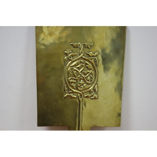 5 - Beautiful Arts and Crafts Brass Finely Decorated Hand Held Mirror - Celtic Design 32cm x 16.5 cm