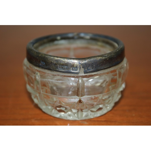 84 - Small Silver Hallmarked Rimmed Glass Pot