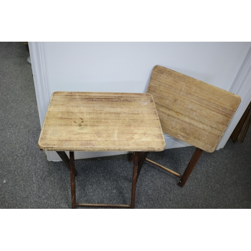 483 - Pair of foldaway wooden tables