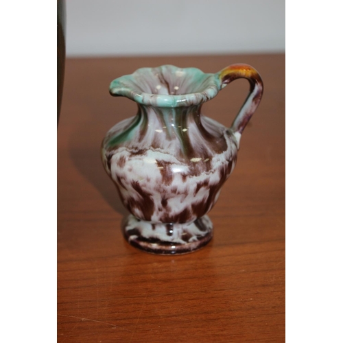 498 - Small vintage West German jug and a hand-painted vase