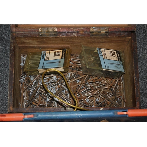 558 - 1 Box of Tools and 1 vintage box with nails