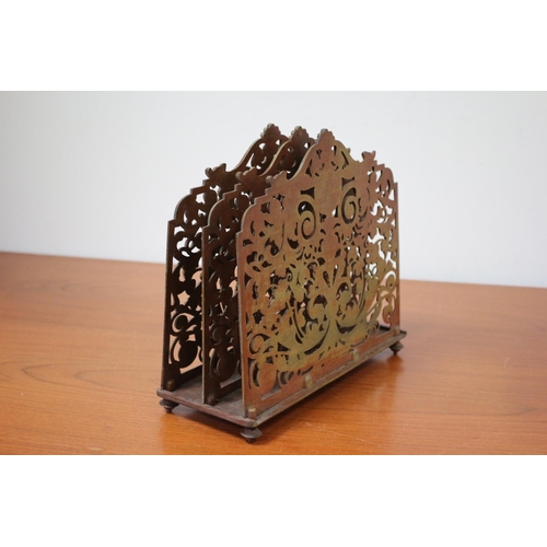 531 - Antique French brass ormolu letter rack. 24x26cm