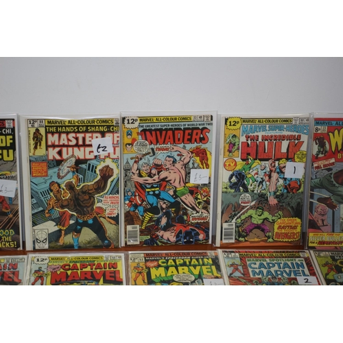 547 - A collection of 30 1970's Marvel Comics, all boarded and bagged. Good condition