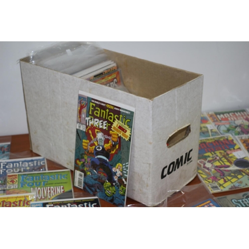 563 - Box of mixed age Comics including 'Fantastic 4', 'Machine Man', and many more