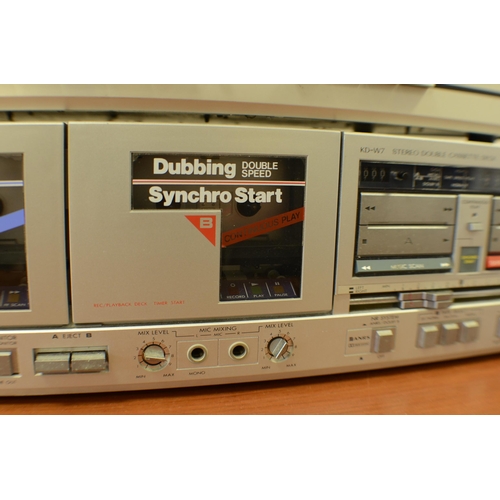 129 - JVC Twin Cassette Stereo Tape Dubbing Player Model KD-W7 + JVC FM/MW/LW Quartz Synthesizer Stereo Tu... 