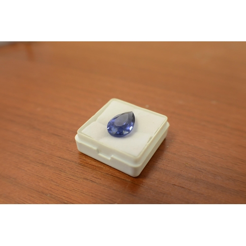 134 - Synthetic with Certificate Natural Tanzanite Blue Pear 10.01ct