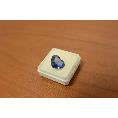 139 - Synthetic with Certificate Natural Tanzanite Blue Heart Cut 8.52ct