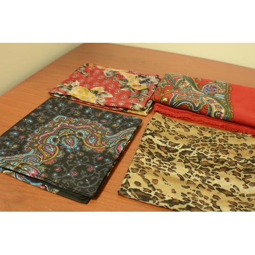 155 - A Selection of 7 Scarves various sizes including a hand-painted one by David Evans, Silk and More