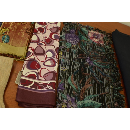 156 - A Selection of 6 Scarves various sizes including Silk, Jimek and More Various Sizes