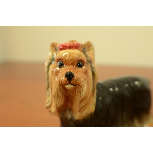 165 - A John Beswick long haired Yorkshire terrier and a Glass Kola bear