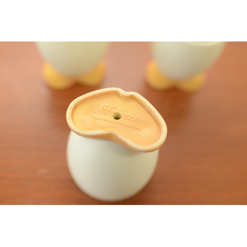 170 - 3 Cute Egg Cups with Moody Faced Spoons