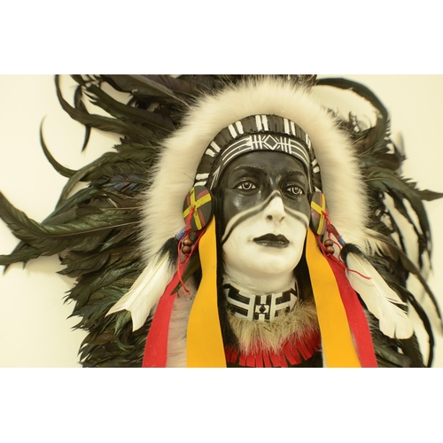 174 - Indian Wall mounted Face Mask with Beads and Feathers