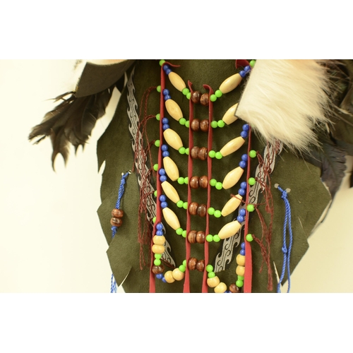 174 - Indian Wall mounted Face Mask with Beads and Feathers