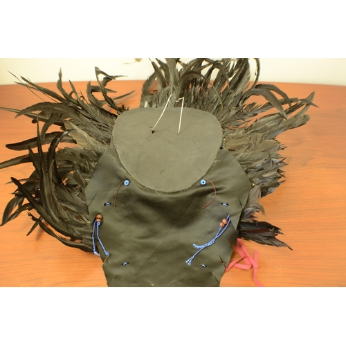 174 - Indian Wall mounted Face Mask with Beads and Feathers