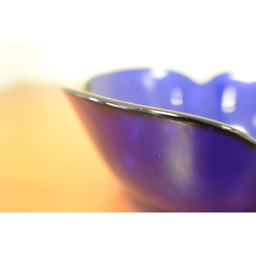 181 - 2 Lovely Cobalt Blue Glass Bowls 23cm diameter