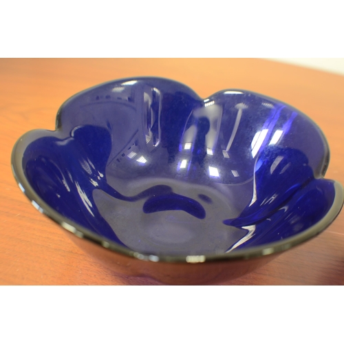 181 - 2 Lovely Cobalt Blue Glass Bowls 23cm diameter