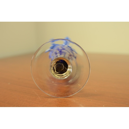 182 - Hand Blown Highly Decorative Vase 23cm high and an Ornate Blue Dish 20cm High