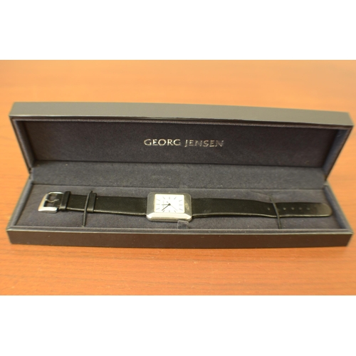 16 - Georg Jensen (Denmark) Wristwatch Design 354 (Lene Menthe), circa 1980.
925 Denmark Rectangular Silv... 